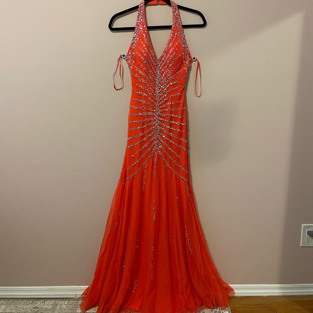 Sean Collection Coral Beaded Gown